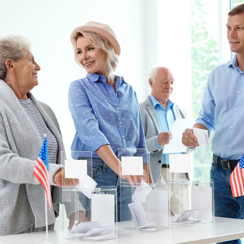 Eersida 20 Pieces Clear Raffle Boxes with Slot 6 x 6 x 6 Inch Plastic Donation Box Voting Suggestion Ballot Containers with Removable Header for Fundraising Collecting Business Card Voting Contest - Image 5